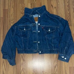 Levi's Dark Blue Cropped Denim Jacket